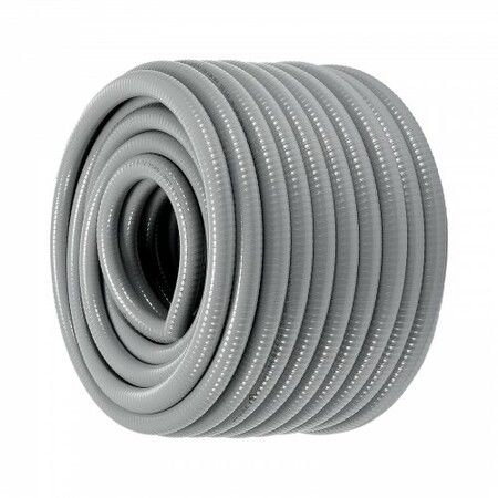 19.1 mm Flexible Electrical Conduit 30.5 m PVC Liquid-Tight Conduit Non-Metallic with 5 Straight and 5 90-Degree Conduit Connector Fittings