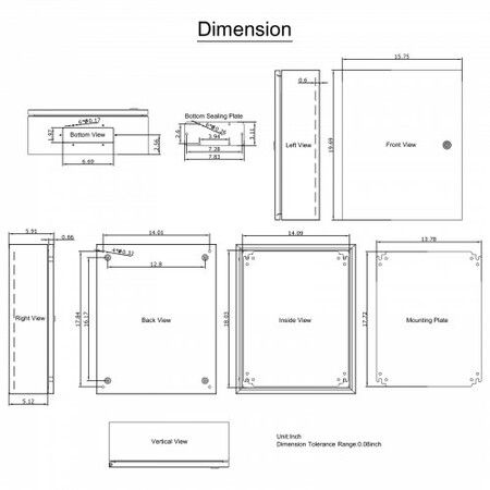 Steel Electrical Box Electrical Enclosure Box 20x16x6'' Carbon Steel IP65