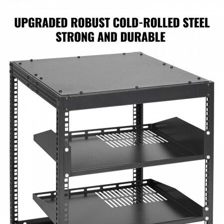 12U Open Frame Server Rack 15''-40'' Adjustable Depth Free Standing or Wall Mount Network Server Rack 4 Post AV Rack with Casters Holds All Your Networking