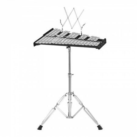 32 Note Glockenspiel Xylophone Bell Kit Professional Percussion Instrument Set with Mallets Drum Sticks Music Stand Adjustable Stand and Carrying Bag