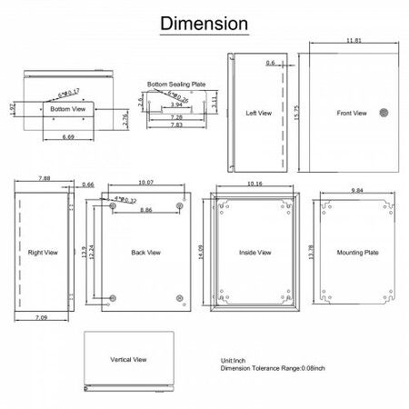 Steel Electrical Box 16''x12''x8'' Electrical Enclosure Box Carbon Steel Hinged Junction Box IP65 Weatherproof Metal Box Wall-Mounted Enclosure