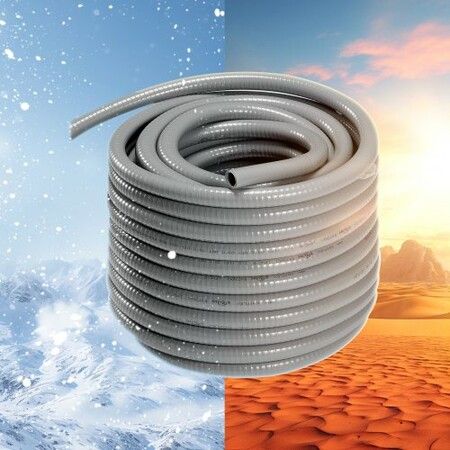 12.7 mm Flexible Electrical Conduit 30.5 m PVC Liquid-Tight Conduit Non-Metallic with 5 Straight and 5 90-Degree Conduit Connector Fittings