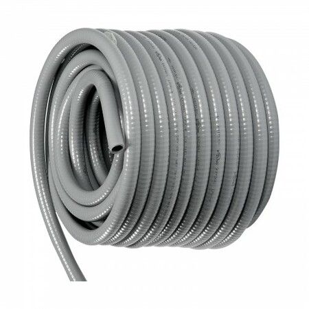 12.7 mm Flexible Electrical Conduit 30.5 m PVC Liquid-Tight Conduit Non-Metallic with 5 Straight and 5 90-Degree Conduit Connector Fittings