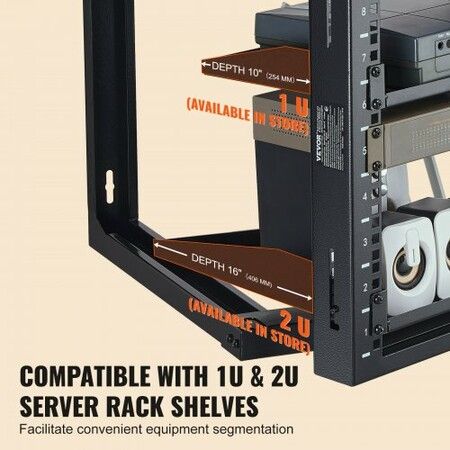 9U Wall Mount Rack 150 lbs/68.04 kg Open Frame Server Network Rack Black