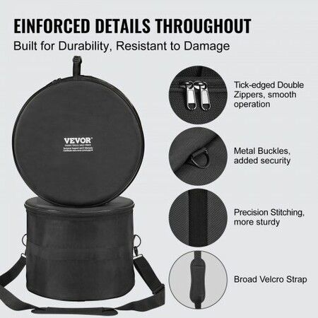 5-Piece Drum Bag Set 1680D Oxford Fabric Padded Drum Bags and Cases with 4.92 ft Detachable Shoulder Strap Carry Handles Foldable Design