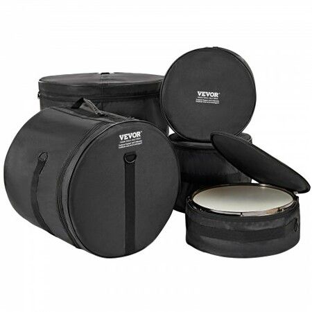 5-Piece Drum Bag Set 1680D Oxford Fabric Padded Drum Bags and Cases with 4.92 ft Detachable Shoulder Strap Carry Handles Foldable Design