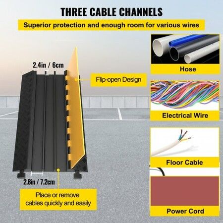 3-Channel Cable Protector Cover 22046-44092 lbs Capacity Heavy-Duty