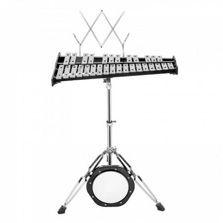 30 Note Glockenspiel Xylophone Bell Kit Professional Percussion Instrument Set with Mallets Drum Sticks Music Stand 8" Practice Pad Adjustable Stand