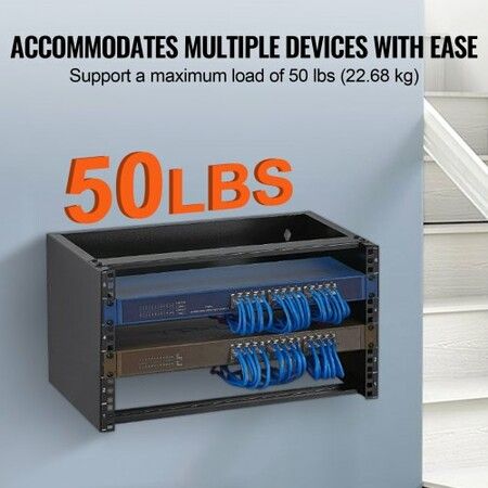 6U Wall Mount Network Rack 14 in/355.6 mm Depth Server Rack 50lbs/22.68kg