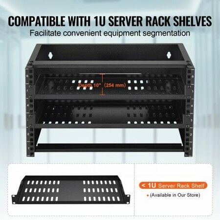 6U Wall Mount Network Rack 14 in/355.6 mm Depth Server Rack 50lbs/22.68kg