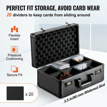 Graded Card Storage Box 4 Slots Graded Sports Cards Holder Carrying Case with Coded Lock Foam Dividers for 108 PSA Graded Cards 76 BGS Cards 84 SGC Cards