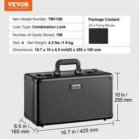 Graded Card Storage Box 4 Slots Graded Sports Cards Holder Carrying Case with Coded Lock Foam Dividers for 108 PSA Graded Cards 76 BGS Cards 84 SGC Cards