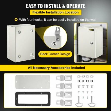 NEMA Steel Enclosure 12 x 8 x 6\'\' NEMA 4X Steel Electrical Box IP66 Waterproof & Dustproof Outdoor/Indoor Electrical Junction Box with Mounting Plate