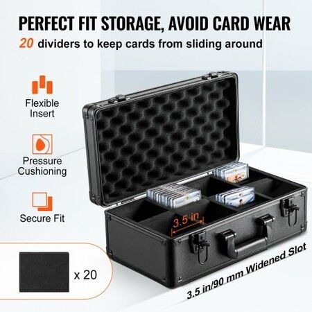 Graded Card Storage Box 4 Slots Graded Sports Cards Holder Carrying Case with Key Lock Foam Dividers for 108 PSA Graded Cards 76 BGS Cards 84 SGC Cards