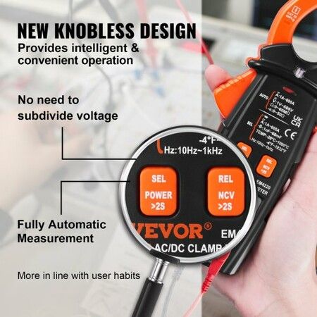 Digital Clamp Meter T-RMS 6000 Counts 600A Clamp Multimeter Tester Measures Current Voltage Resistance Diodes Continuity Data Retention NCV