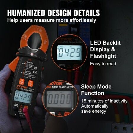 Digital Clamp Meter T-RMS 6000 Counts 600A Clamp Multimeter Tester Measures Current Voltage Resistance Diodes Continuity Data Retention NCV