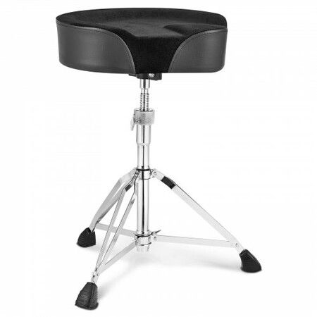 Saddle Drum Throne 560-705 mm Height Adjustable Padded Drum Stool Seat with Anti-Slip Feet Drumsticks 227 kg Max Weight Capacity 360 degree