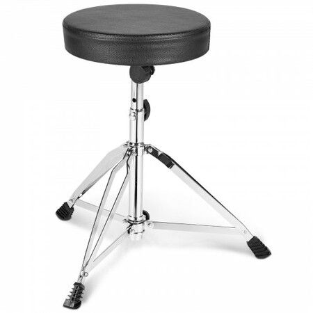 Drum Throne 490-585 mm Height Adjustable Padded Drum Stool Seat with Anti-Slip Feet 5A Drumsticks 150 kg Maximum Weight Capacity 360degree