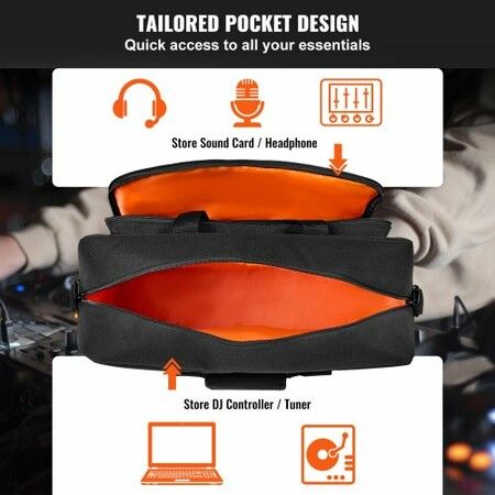 Padded DJ Mixer Gig Bag 1200D Oxford Fabric DJ Gear Carry Bag with a Storage Pocket 1.5 M Removable Shoulder Strap 10 MM Padding 490 x 220 x 390 mm