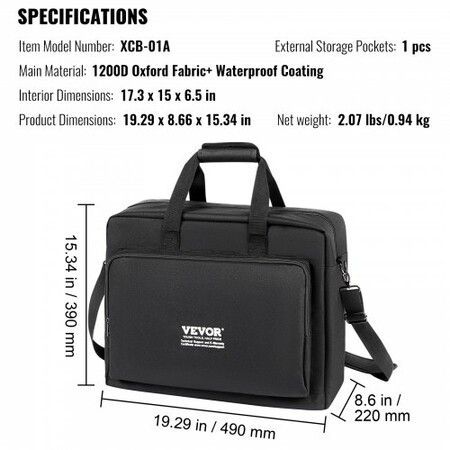Padded DJ Mixer Gig Bag 1200D Oxford Fabric DJ Gear Carry Bag with a Storage Pocket 1.5 M Removable Shoulder Strap 10 MM Padding 490 x 220 x 390 mm