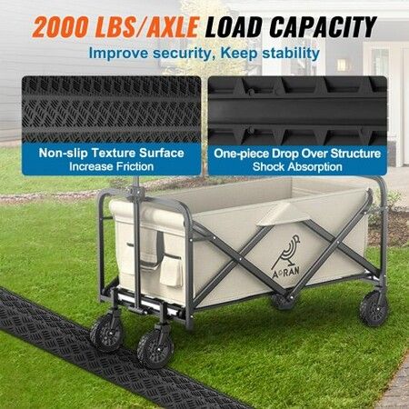 2 PCs Drop Over Cable Cover Ramp 907 kg/axle Load Capacity Heavy Duty Cable Hose Protector Ramp Floor Cord Cover for High Walking Traffic Areas