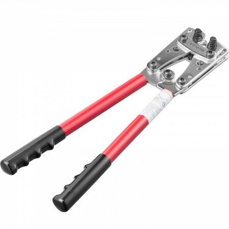 Battery Cable Lug Crimping Tool 10-1/0AWG Aluminum Terminal Battery Lug Crimper with 60PCS Aluminum Ring Connectors Terminals 6 Wire Sizes Crimping Die