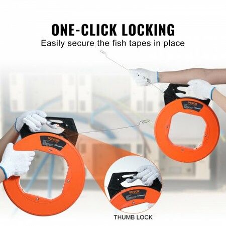 Fish Tape 73.2 m Length 3 mm Steel Wire Puller with Optimized Housing and Handle Easy-to-Use Cable Puller Tool Flexible Wire Fishing Tools