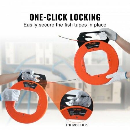 Fish Tape 38.1 m Length 4.5 mm PET Wire Puller with Optimized Housing and Handle Easy-to-Use Cable Puller Tool Flexible Wire Fishing Tools