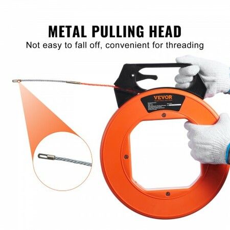 Fish Tape 38.1 m Length 4.5 mm PET Wire Puller with Optimized Housing and Handle Easy-to-Use Cable Puller Tool Flexible Wire Fishing Tools