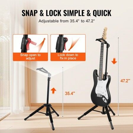 VEVOR Tripod Guitar Stand Floor-Standing Foldable 900-1200 mm Adjustable Height