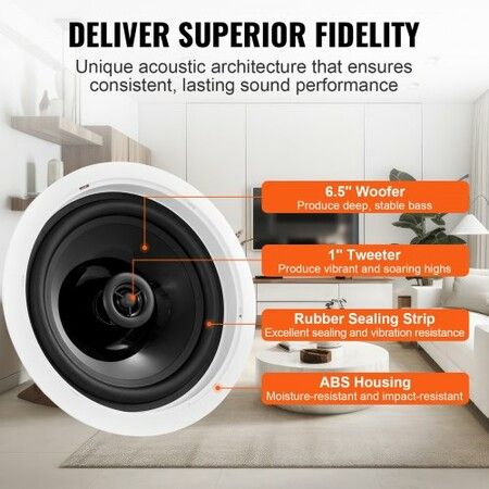 165.1 mm Ceiling Speakers 150-Watts Flush Mount Ceiling & in-Wall Speakers
