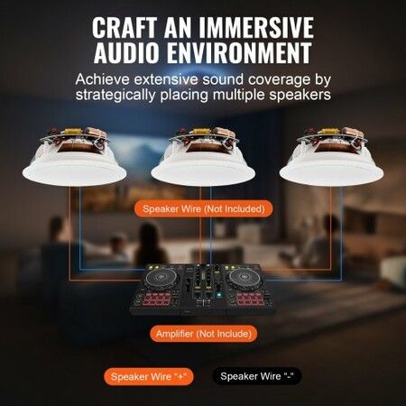 165.1 mm Ceiling Speakers 150-Watts Flush Mount Ceiling & in-Wall Speakers