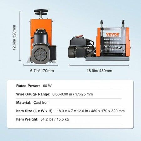 Electric Wire Stripping Machine Copper Cable Stripper 1.5-25 mm 60 W