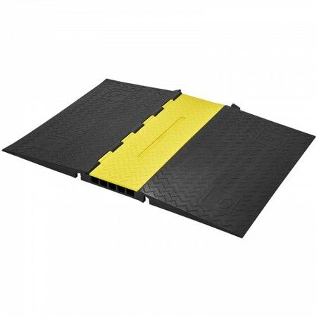 Rubber Cable Protector Ramp 5 Channel 10000 kg/axle Capacity Heavy Duty Wire Cover Ramp Hose Cord Ramp Driveway Traffic Speed Bump with Flip-Open Top Cover