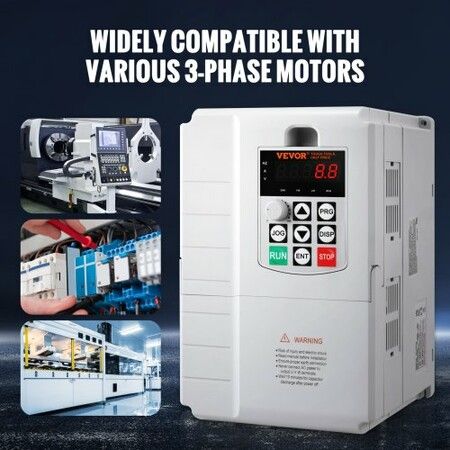 VFD 10HP 7.5KW 34A 1 Phase 220V-240V Input to 3 Phase 220V-240V Output Variable Frequency Drive 0-400Hz VFD for AC Motor Speed Control