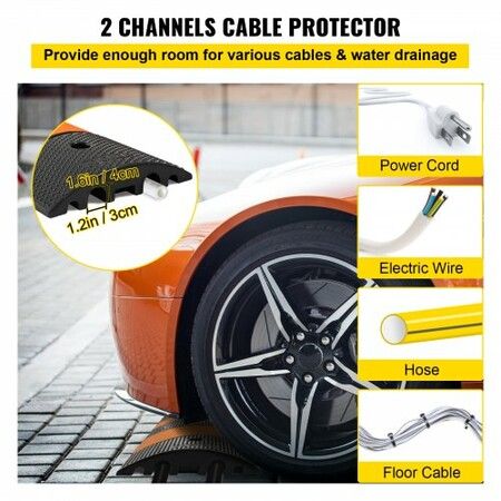 Rubber Speed Bump 1 Pack 2 Channel Speed Bump Hump 72\" Long Modular Speed Bump Rated 22000 LBS Loading 72.8 x 12.2 x 2.2 Garage Speed Bump