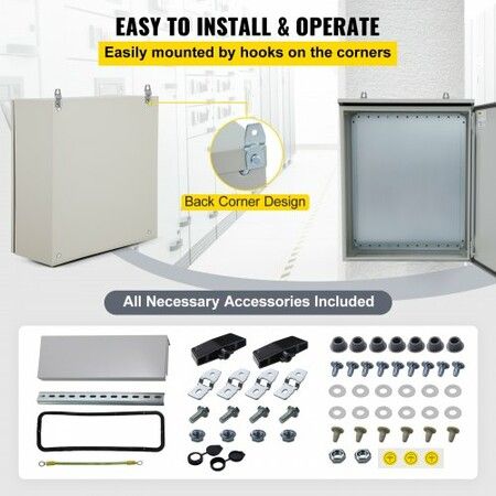 Electrical Steel Enclosure Box NEMA 4 Outdoor Enclosure 24 x 24 x 12'' UL