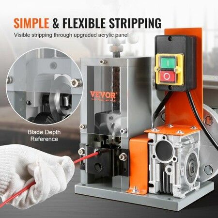Automatic Wire Stripping Machine 0.06''-0.98'' Electric Motorized Cable Stripper 180 W 60 ft/min Wire Peeler with Visible Stripping Depth Reference