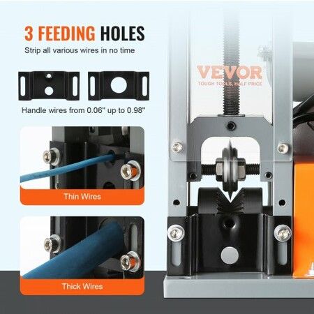 Automatic Wire Stripping Machine 0.06''-0.98'' Electric Motorized Cable Stripper 180 W 60 ft/min Wire Peeler with Visible Stripping Depth Reference