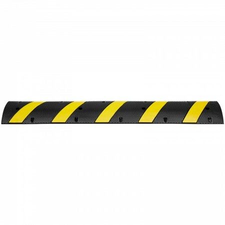 2PCs 6 ft Rubber Speed Hump 2 Channel 10000 kg/axle Capacity Heavy Duty Traffic Speed Bump with High Reflective Yellow Strip 8 Expansion Screws and 1 Drill