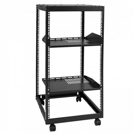 20U Open Frame Server Rack 15''-40'' Adjustable Depth Free Standing or Wall Mount Network Server Rack 4 Post AV Rack with Casters Holds All Your Networking