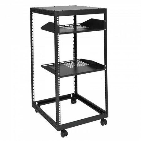 20U Open Frame Server Rack 15''-40'' Adjustable Depth Free Standing or Wall Mount Network Server Rack 4 Post AV Rack with Casters Holds All Your Networking