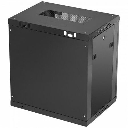 Wall Mount Network Server Cabinet 393.7mm Deep Server Rack Cabinet Enclosure 90.72 kg Max. Ground-mounted Load Capacity with Locking Glass Door Side Panels