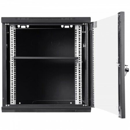 Wall Mount Network Server Cabinet 393.7mm Deep Server Rack Cabinet Enclosure 90.72 kg Max. Ground-mounted Load Capacity with Locking Glass Door Side Panels