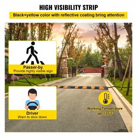 Rubber Speed Bump 2 Pack 2 Channel Speed Bump Hump 72.8\" Long Modular Speed Bump Rated 22000 LBS Load Capacity 72.8 x 12.2 x 2.2 Garage Speed Bump