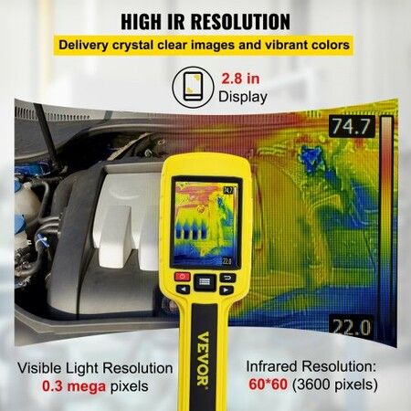 Thermal Imaging Camera 60x60 (3600 Pixels) IR Resolution Infrared Camera with 2.8\" Color Display Screen Built-in SD Card and Li-ion Battery