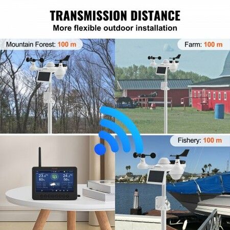 7-in-1 Wi-Fi Weather Station 177.8 mm TFT Display Wireless Outdoor Sensor