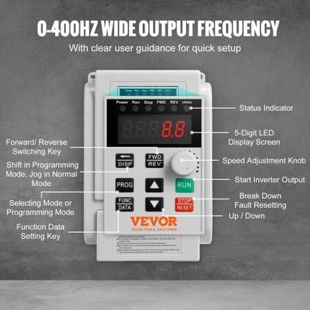 VFD 5HP 4KW 18A 1 Phase 220V-240V Input to 3 Phase 220V-240V Output Variable Frequency Drive 0-400Hz VFD for AC Motor Speed Control