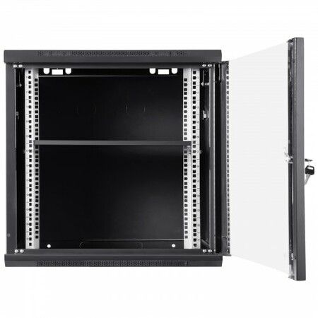 9U Wall Mount Network Server Cabinet 39.37 cm Deep Server Rack Cabinet Enclosure 90.7 kg Max. Ground-mounted Load Capacity with Locking Glass Door