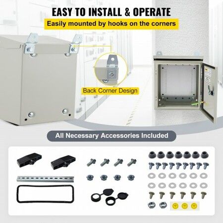 Electrical Steel Enclosure Box NEMA 4 Outdoor Enclosure 16 x 16 x 8'' UL